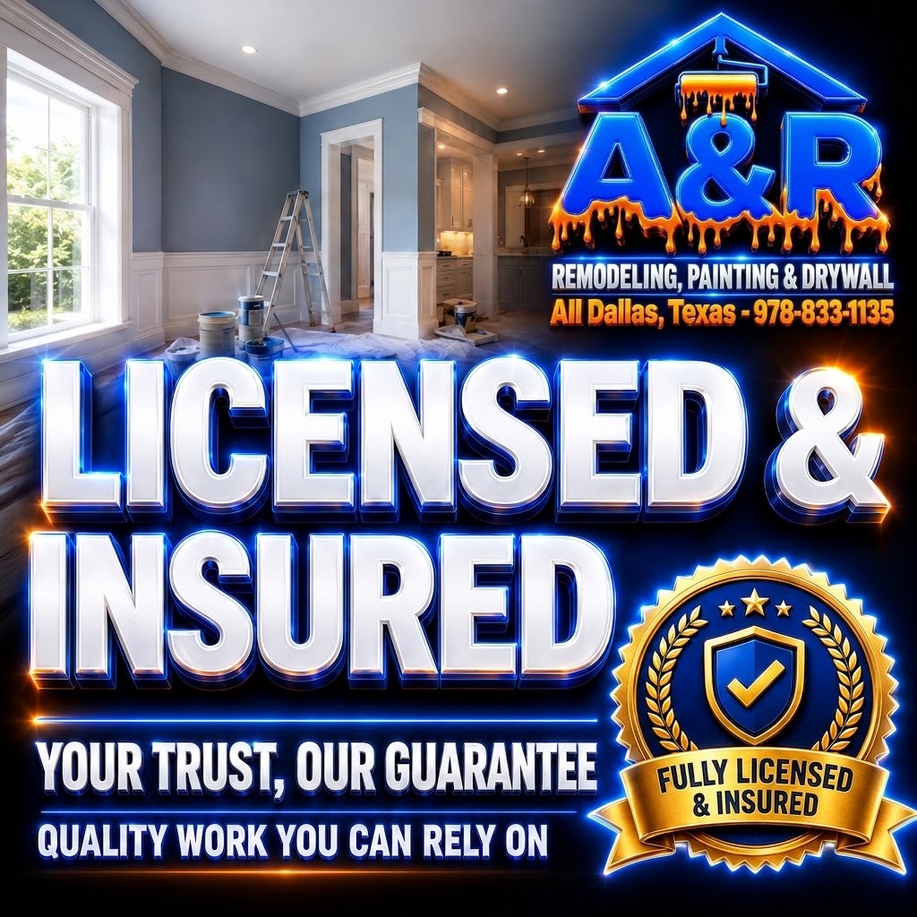 Licensed & Insured — Your Trust, Our Guarantee. AYR Remodeling, Painting & Drywall