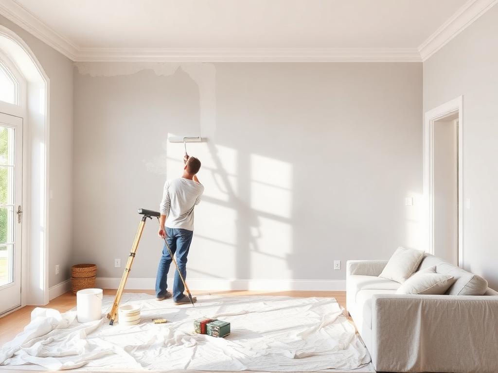 Interior painting in progress